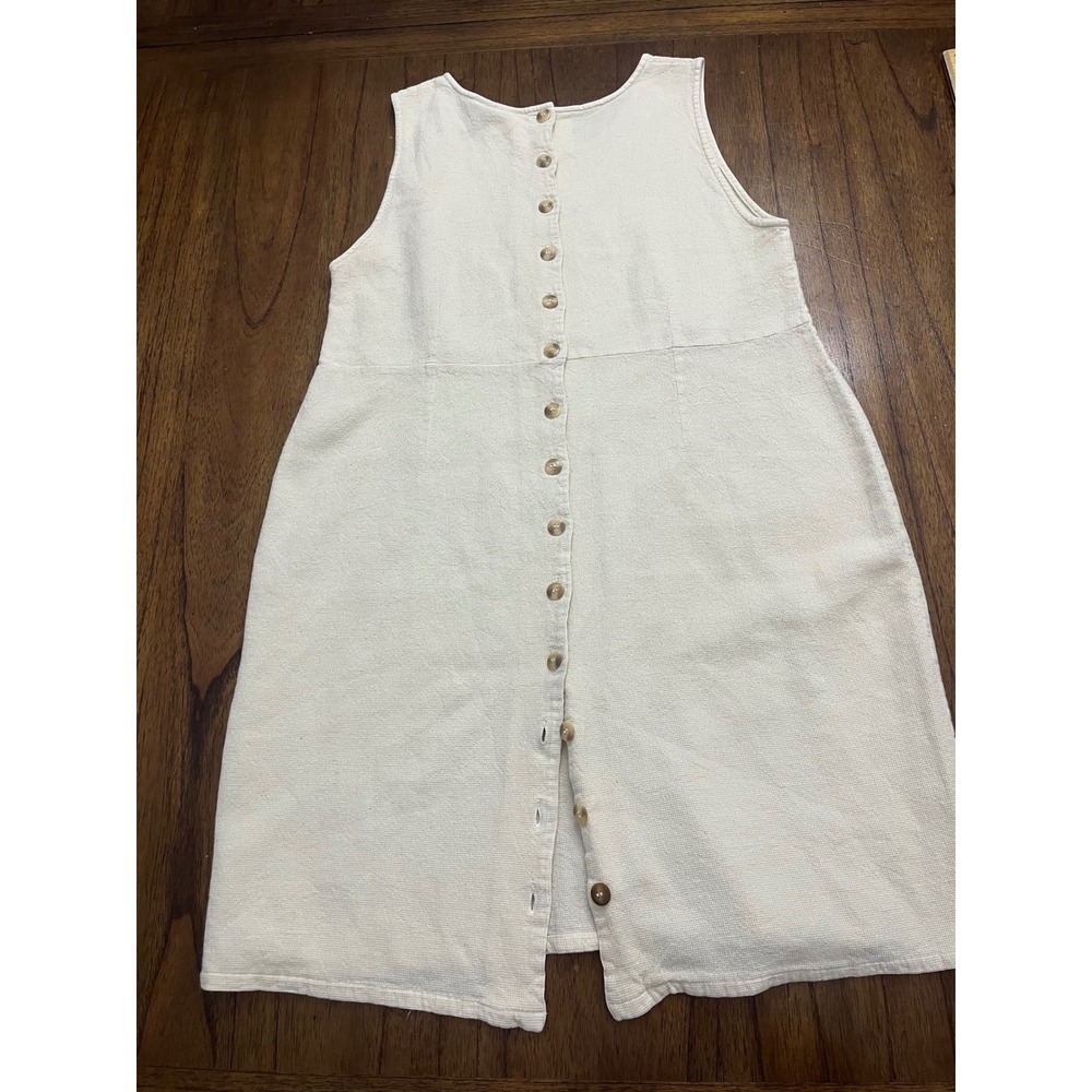 Kiko Comfortable Clothing Womens Medium Cream Cotton Button Back Midi Dress